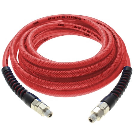 Armor-Air Hose, Armor-Air, Reinforced PU, 1/2" ID x 50', 1/2" MPT, Red PBH12-50R4